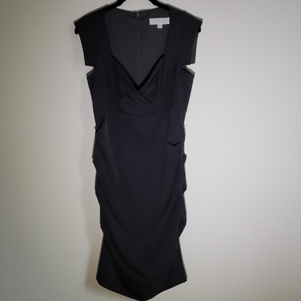 Charcoal gray ruched Nicole Miller dress